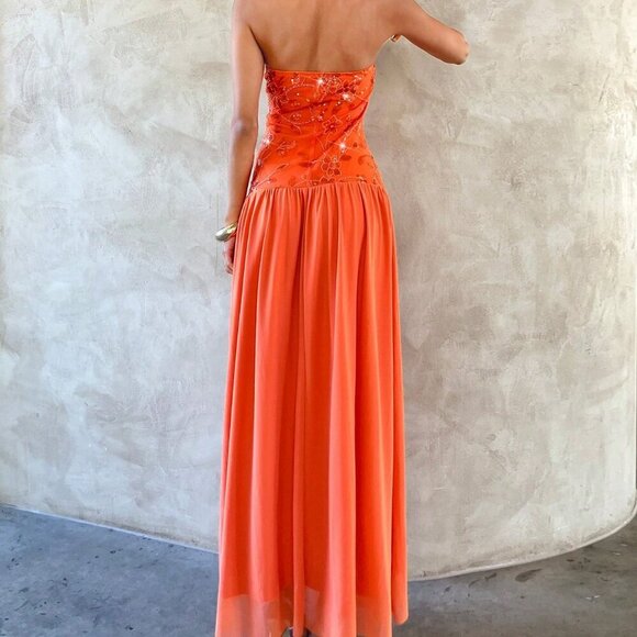 Janelle Orange Elegant Women's Sexy Sequins Embroidery Stitching maxi dress - Picture 3 of 7